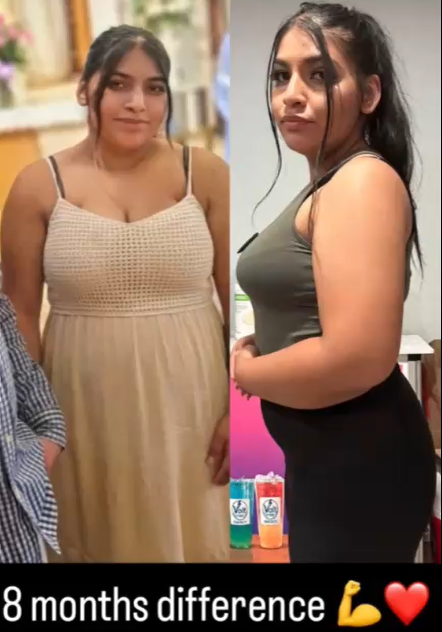 Before and after transformation photo, 8 months difference with Volt Vibe energy drinks