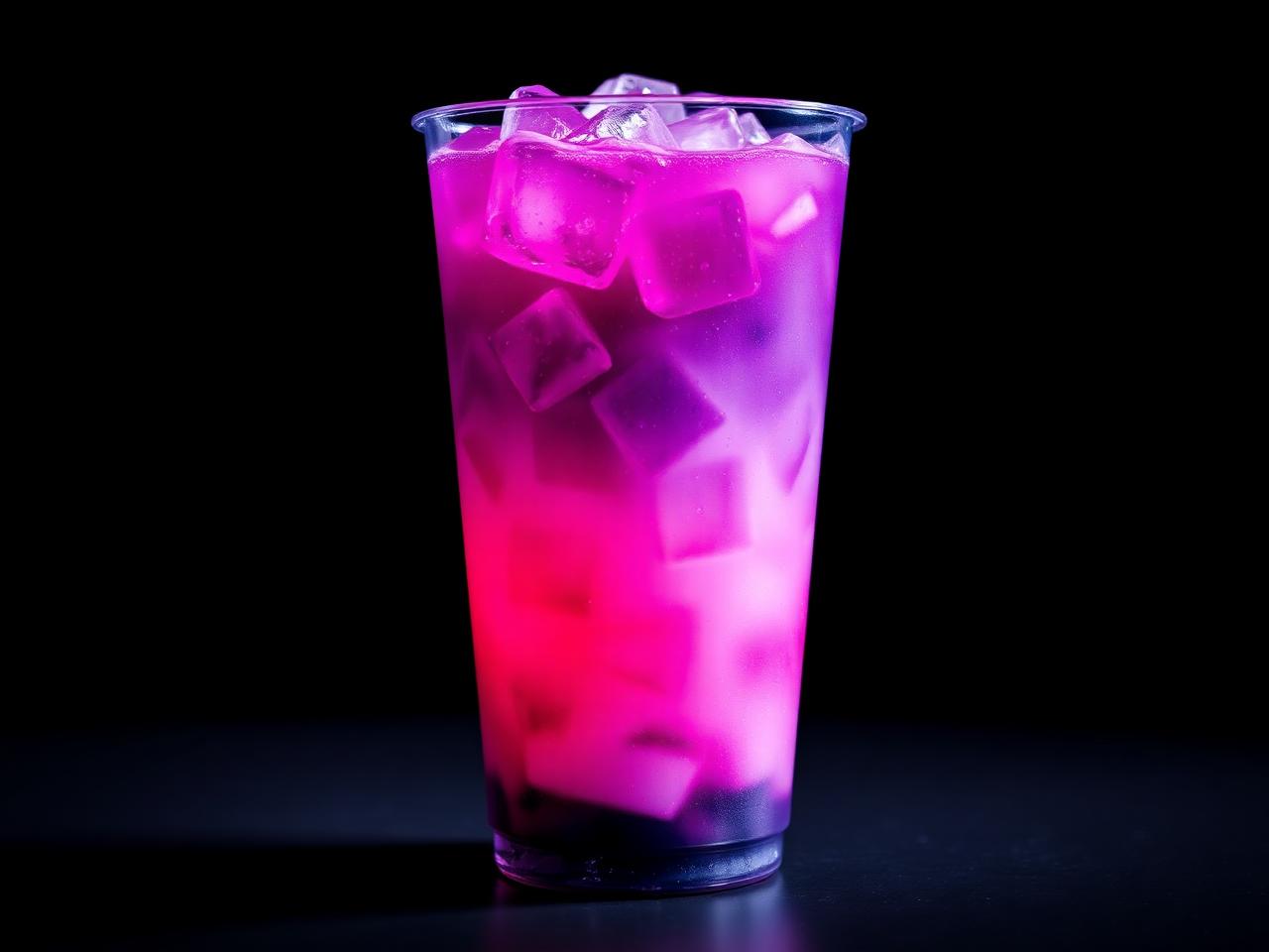 Volt Vibe Energy layered loaded tea, neon purple and pink, on black